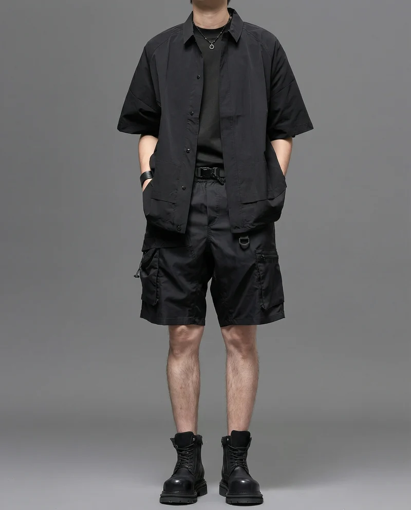 Techwear Water-Repellent Belted Cargo Shorts