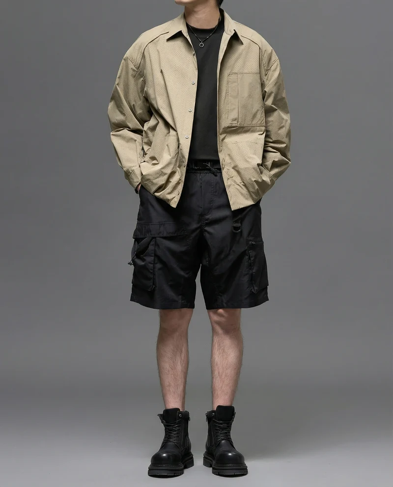 Techwear Water-Repellent Belted Cargo Shorts