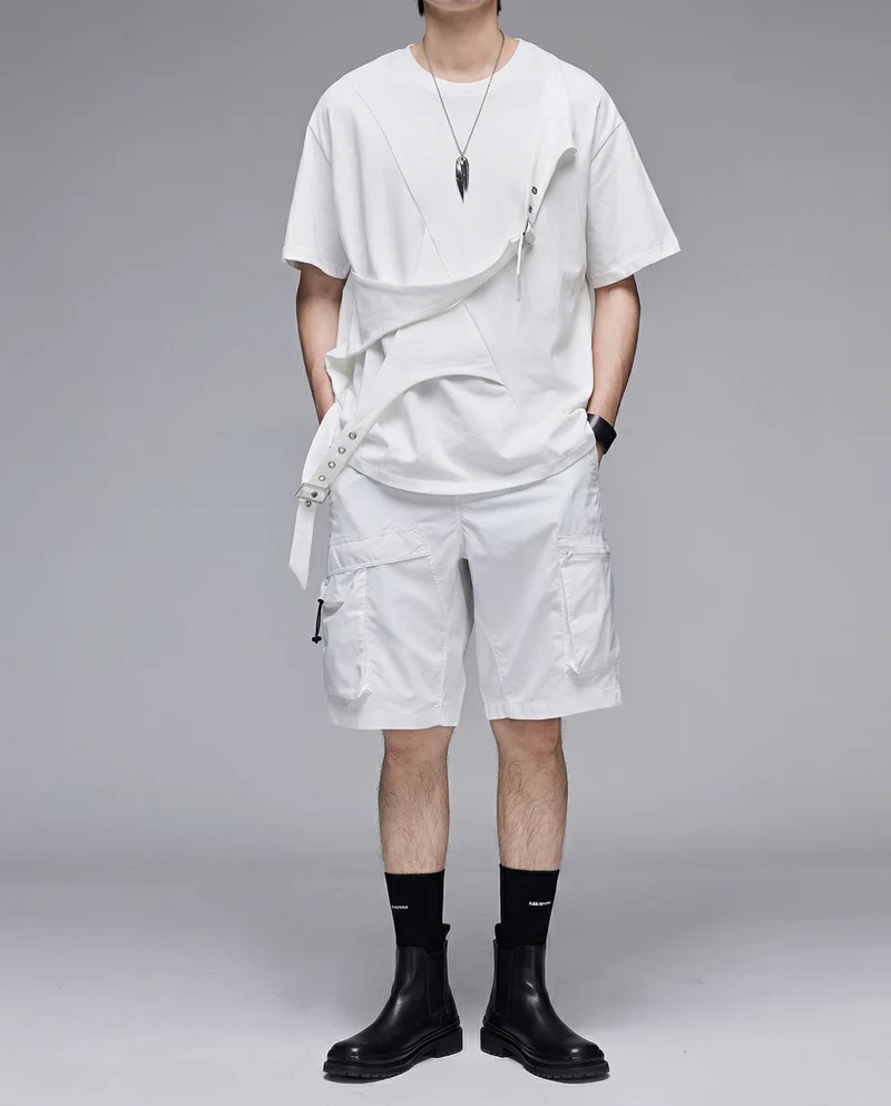 Techwear Water-Repellent Belted Cargo Shorts