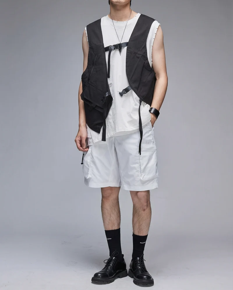 Techwear Water-Repellent Belted Cargo Shorts