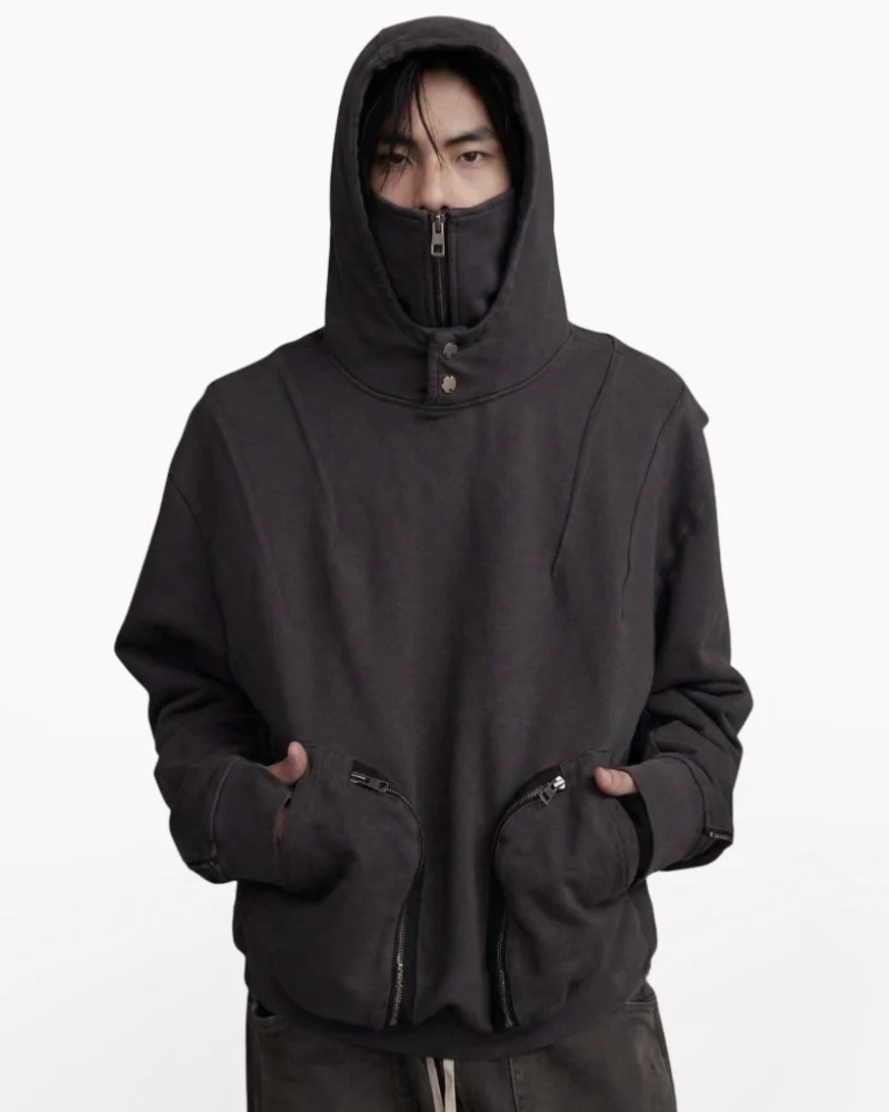 Functional Ninja Cropped Removable Mask Hoodie