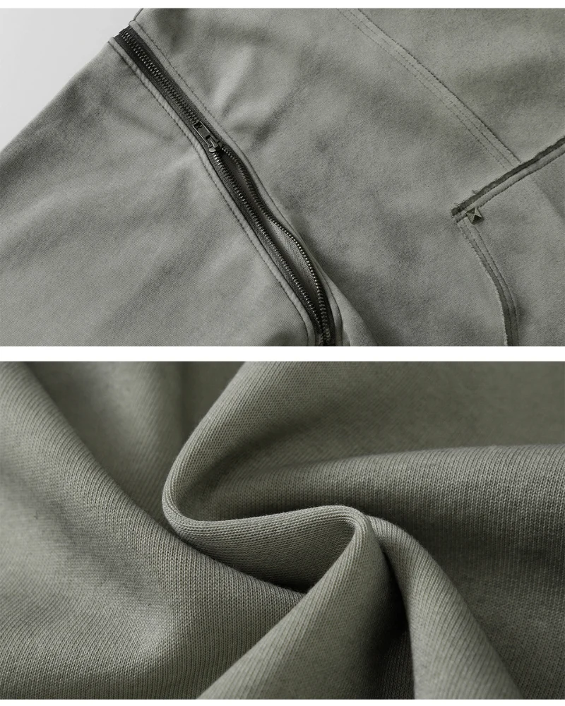 Street Style Washed “Dirty-Dye” Zip-Up Hoodie Jacket
