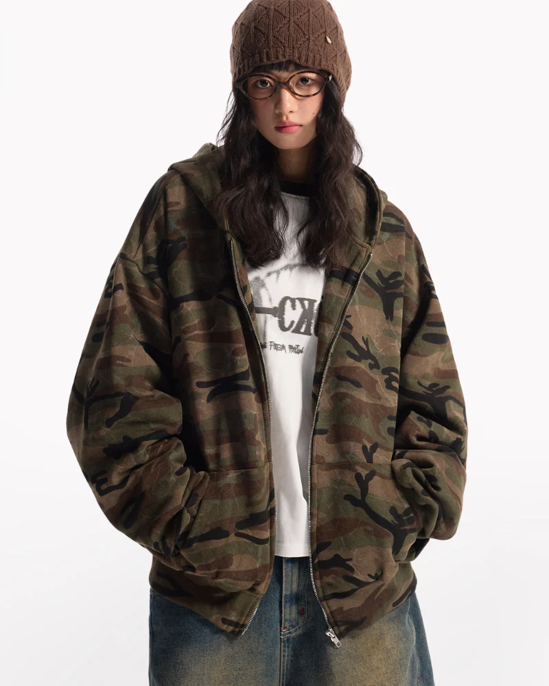 Street Style Couple's Camouflage Hoodie Jacket