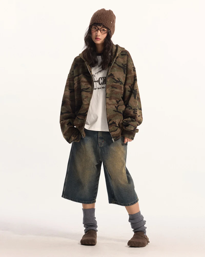 Street Style Couple's Camouflage Hoodie Jacket