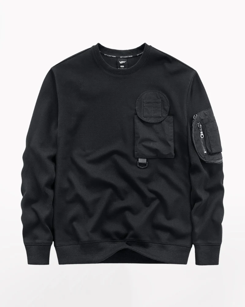Dark-style Functional Crew Neck Long-sleeved Sweatshirt