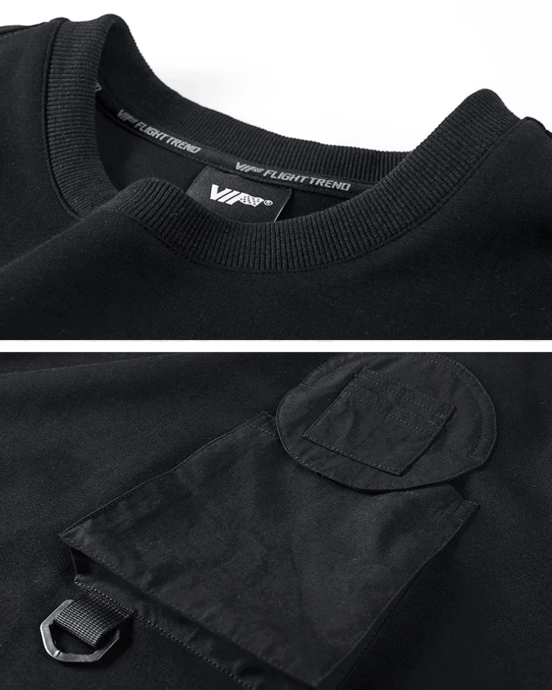 Dark-style Functional Crew Neck Long-sleeved Sweatshirt