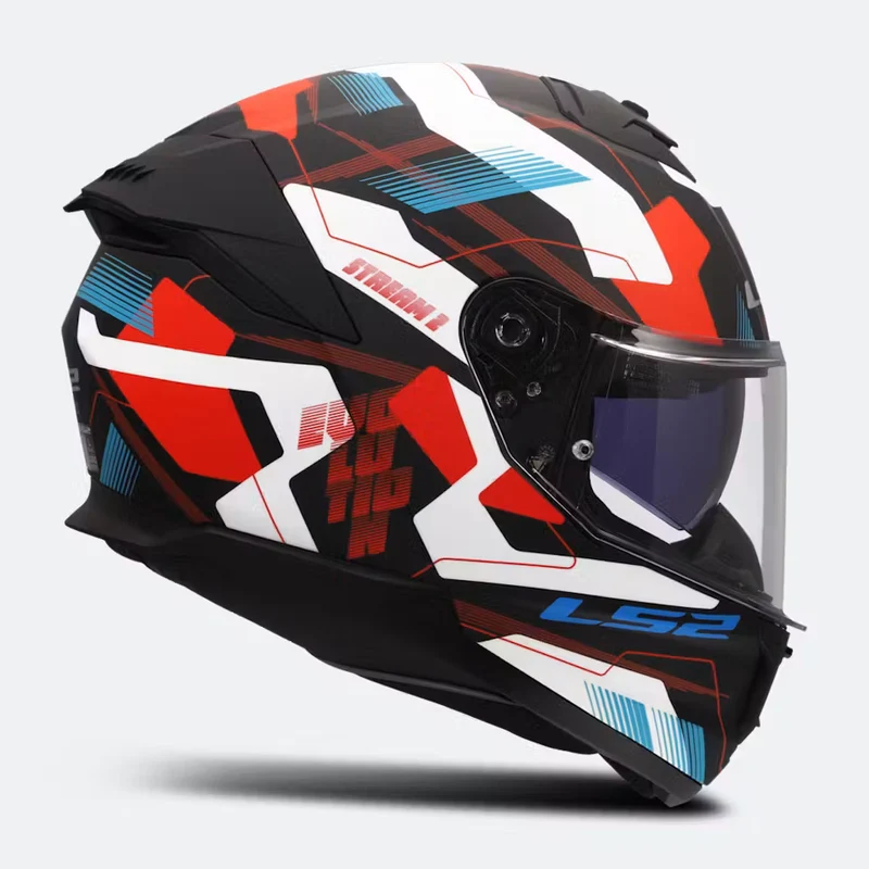 LS2 FF808 STREAM II MIKA CASCO DE MOTO BLANCO AZUL ROJO
