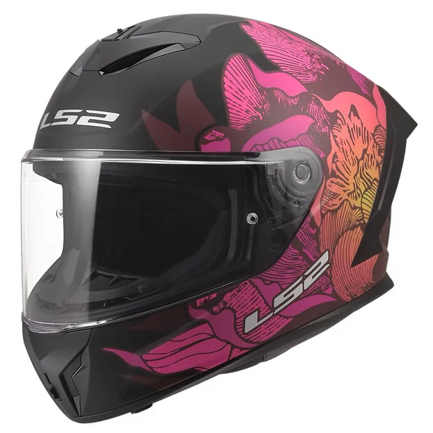 LS2 FF820 RAPID III POPPIES INTEGRAL CASCO DE MOTO NEGRO ROSA