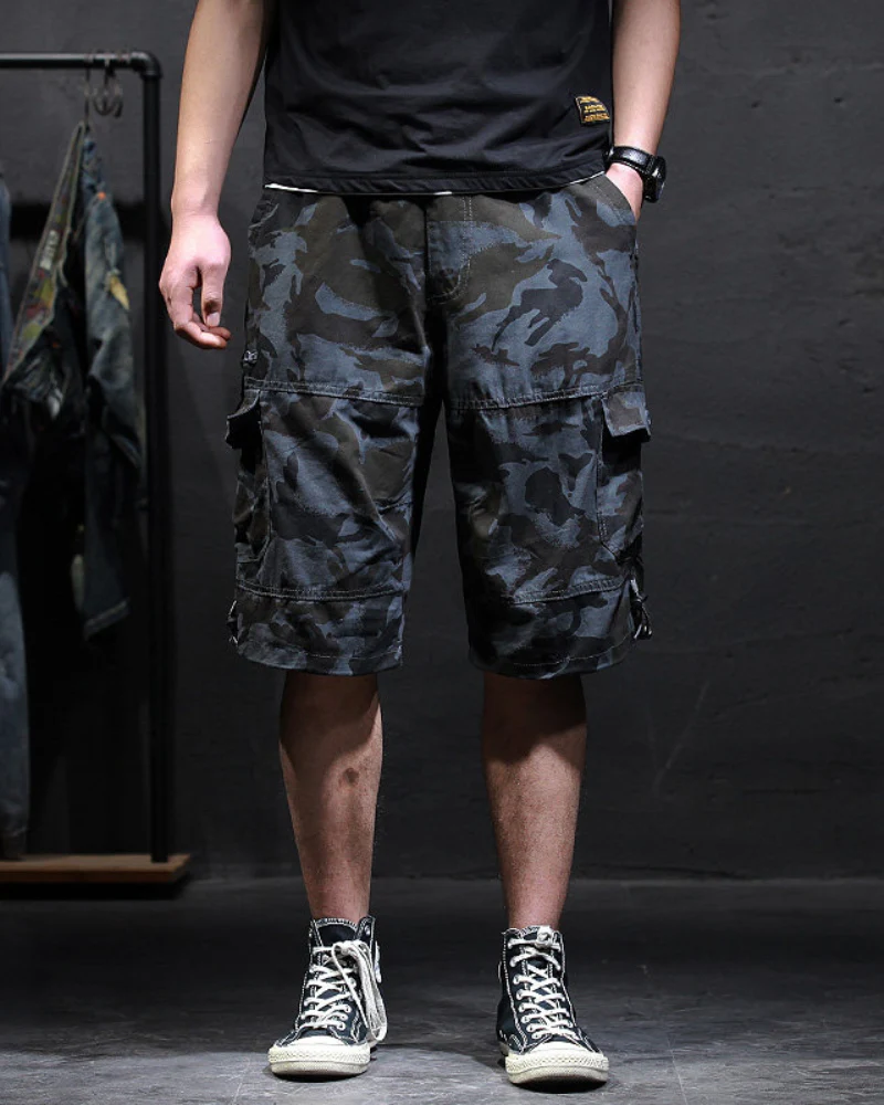 Men’s Loose Summer Black Camo Jorts