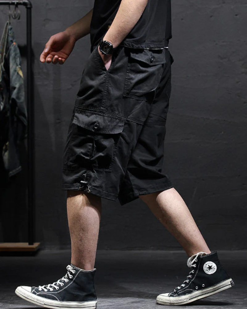 Men’s Loose Summer Black Camo Jorts