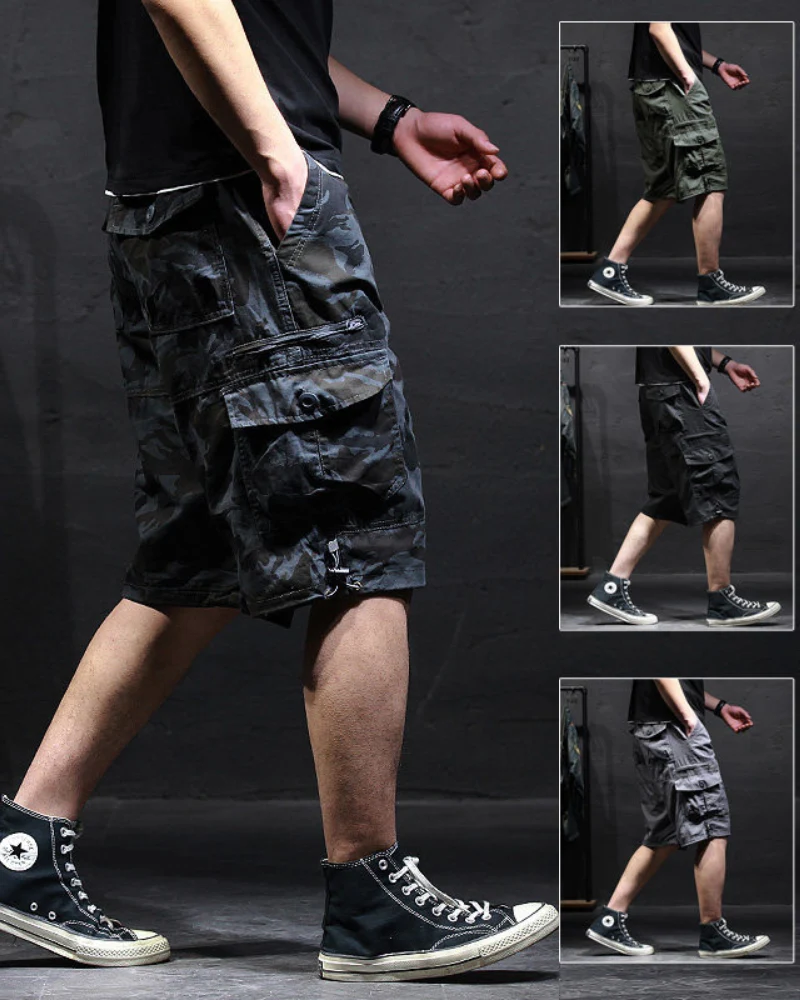 Men’s Loose Summer Black Camo Jorts