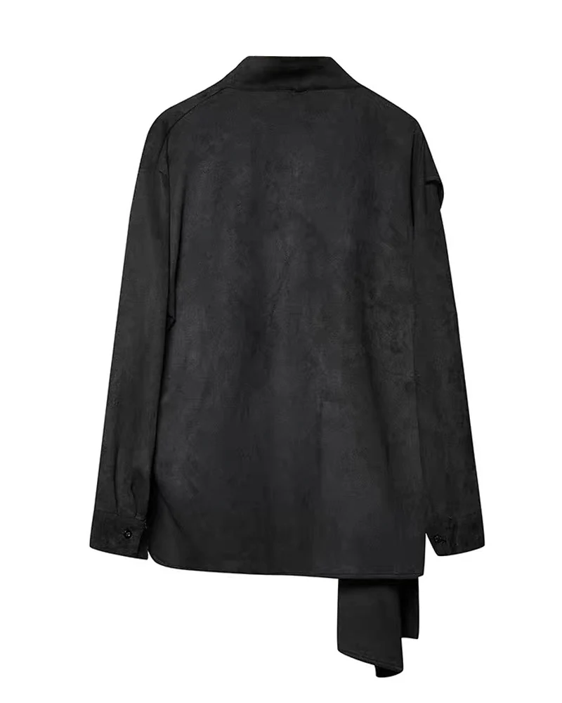 Modern Japanese Shawl Collar Faux Suede Sweatshirt