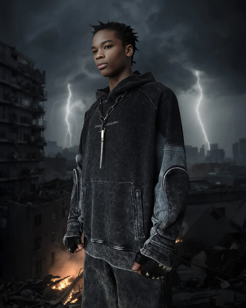 Post-Apocalyptic Tactical Pocket Washed Hoodie