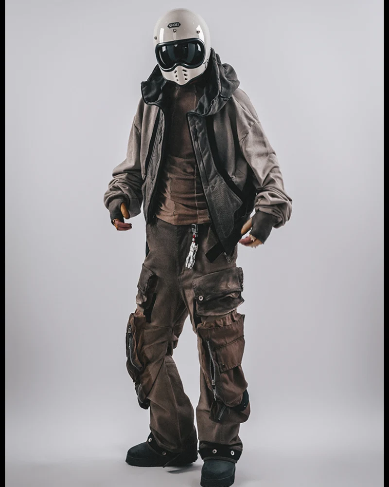 Wasteland-Washed Distressed Cropped Zip-Up Hoodie
