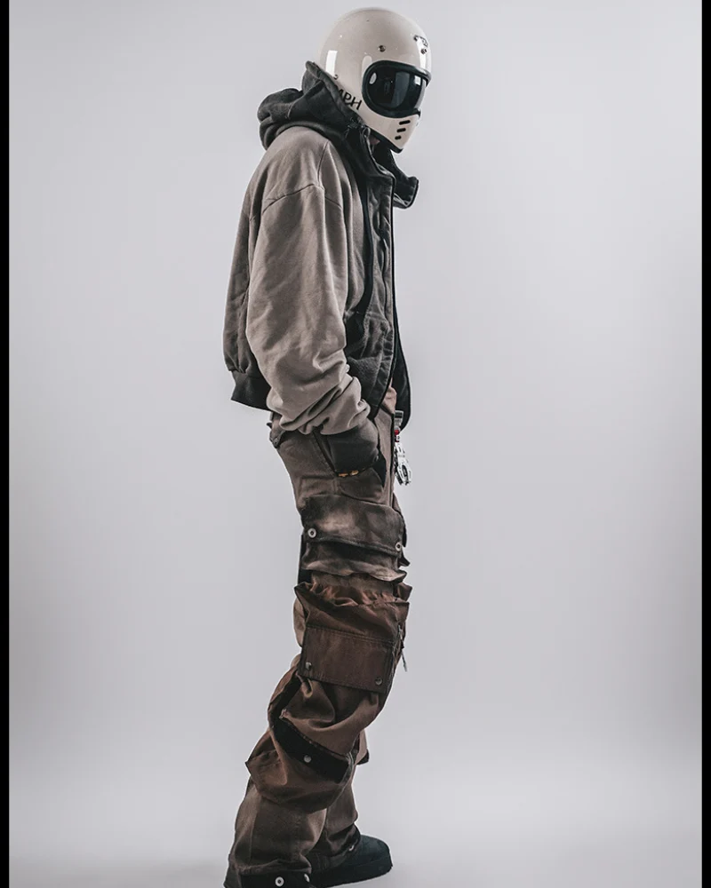 Wasteland-Washed Distressed Cropped Zip-Up Hoodie