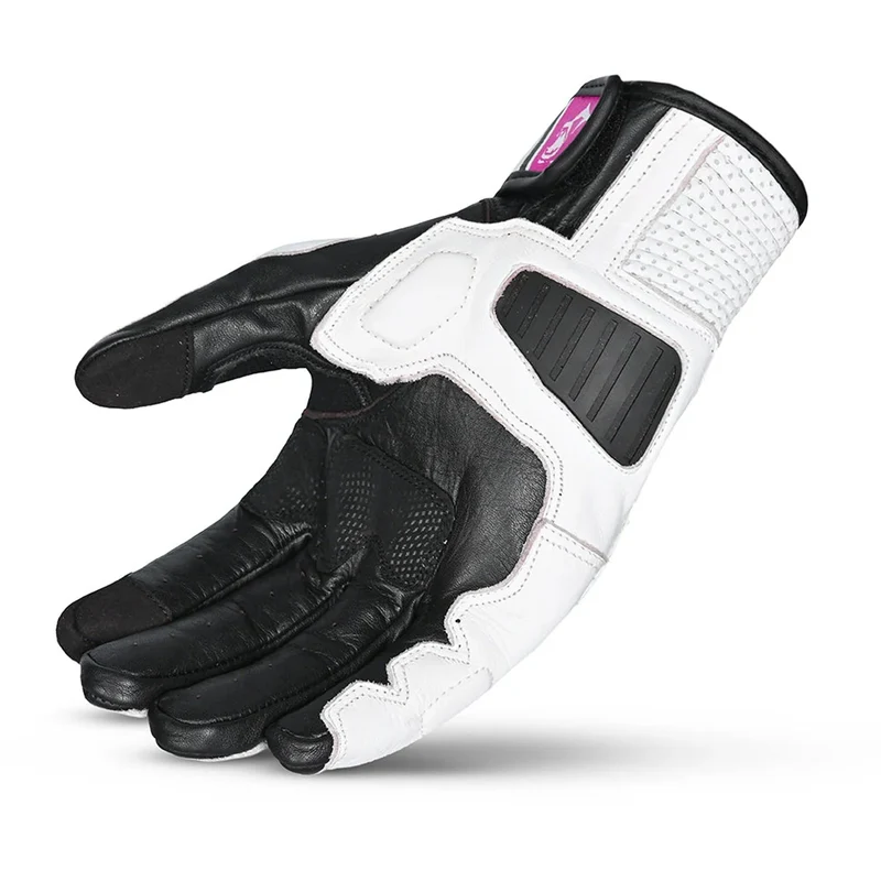 BELA BLAST LADY GUANTES DE MOTO PIEL NEGRO BLANCO ROSA