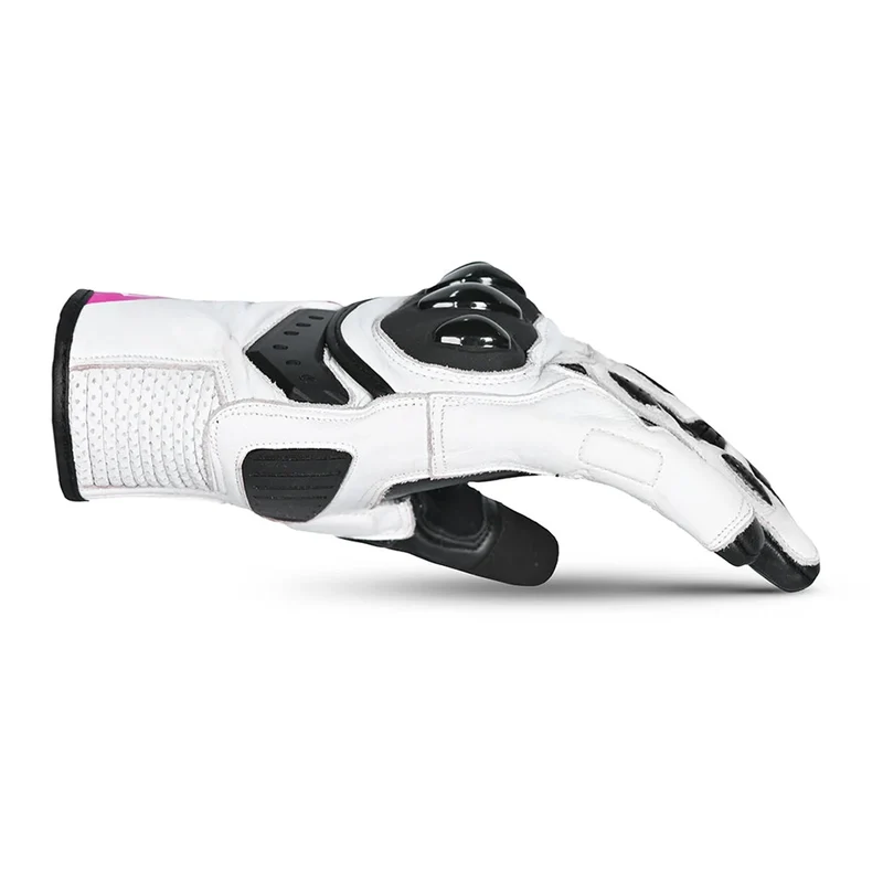 BELA BLAST LADY GUANTES DE MOTO PIEL NEGRO BLANCO ROSA
