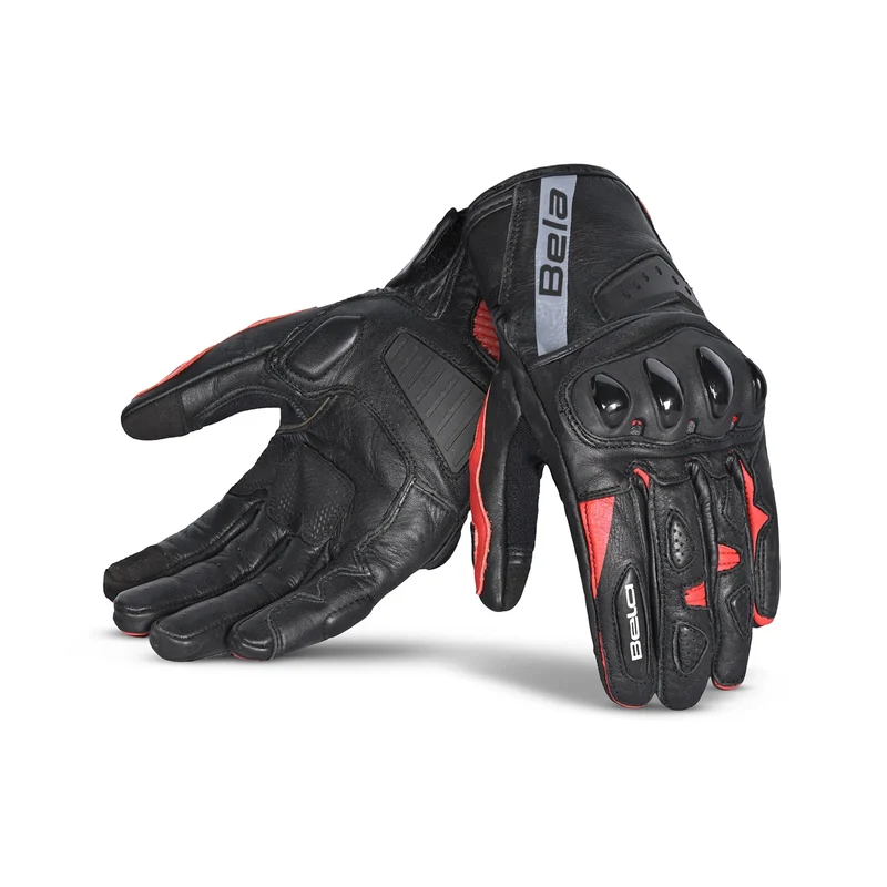 BELA BLAST LADY GUANTES DE MOTO PIEL NEGRO ROJO