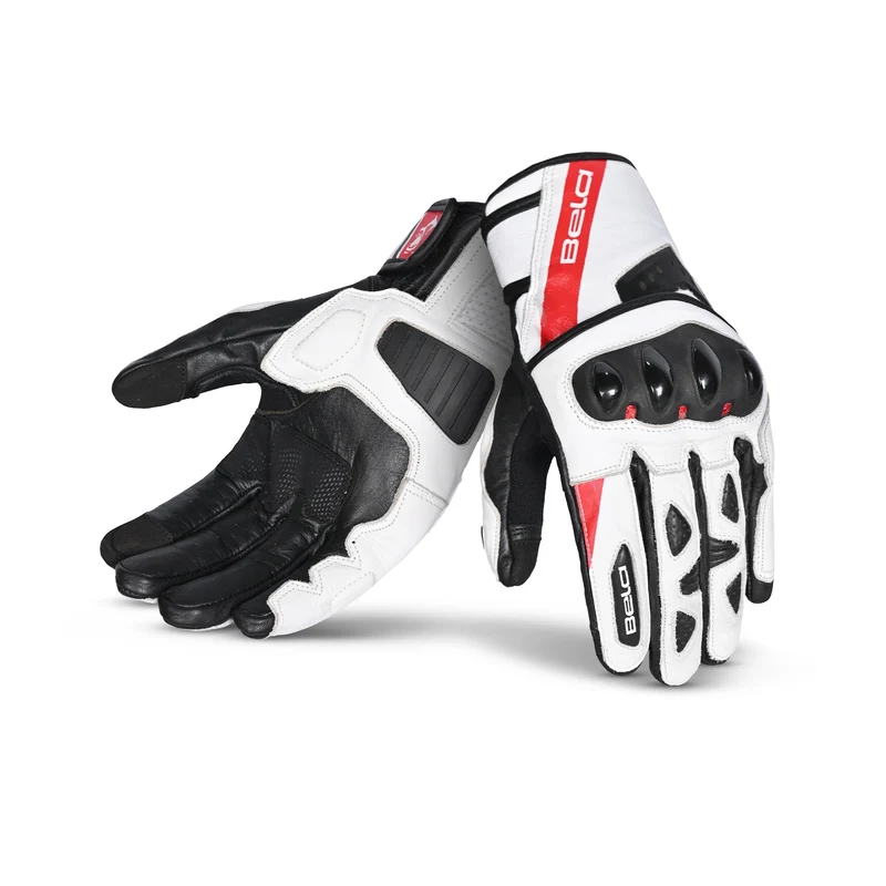 BELA BLAST MAN GUANTES DE MOTO PIEL NEGRO BLANCO ROJO