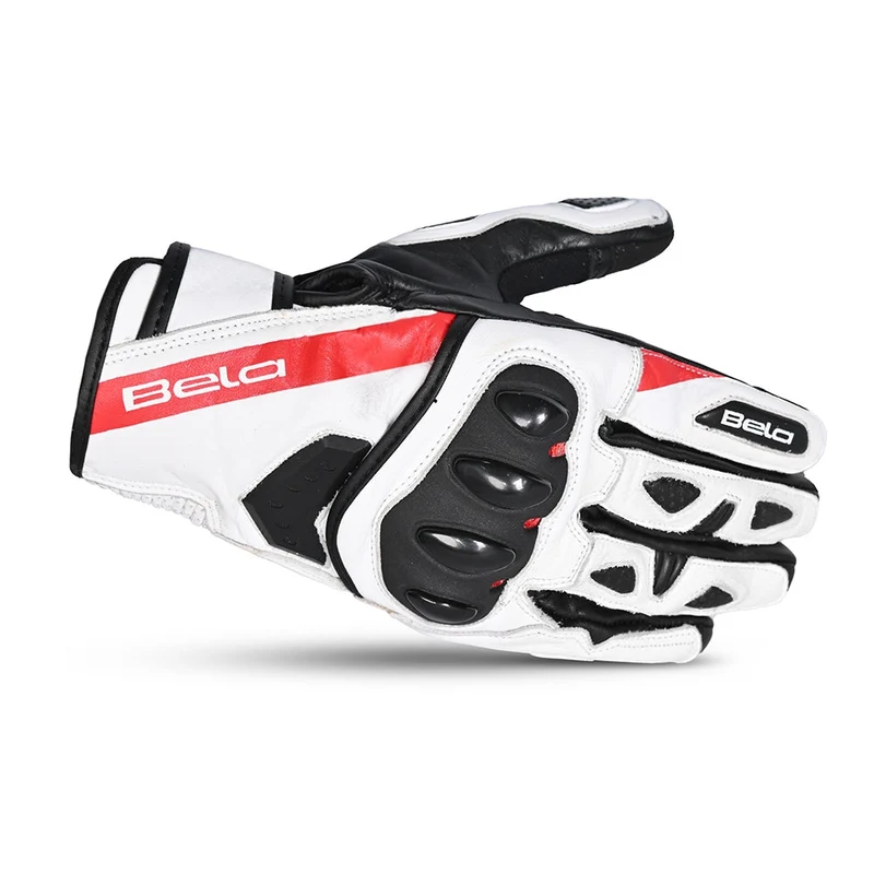 BELA BLAST MAN GUANTES DE MOTO PIEL NEGRO BLANCO ROJO