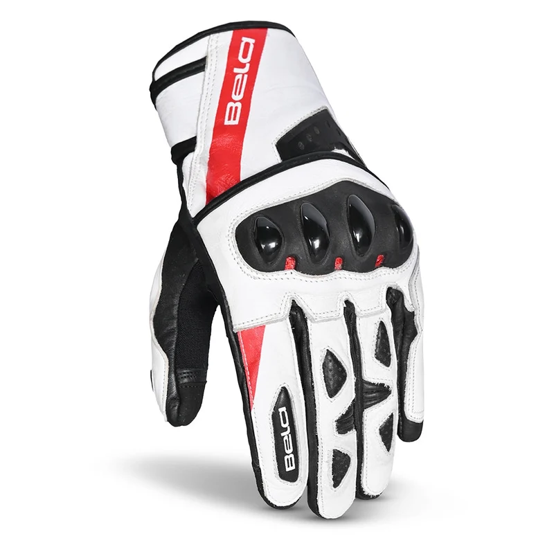 BELA BLAST MAN GUANTES DE MOTO PIEL NEGRO BLANCO ROJO