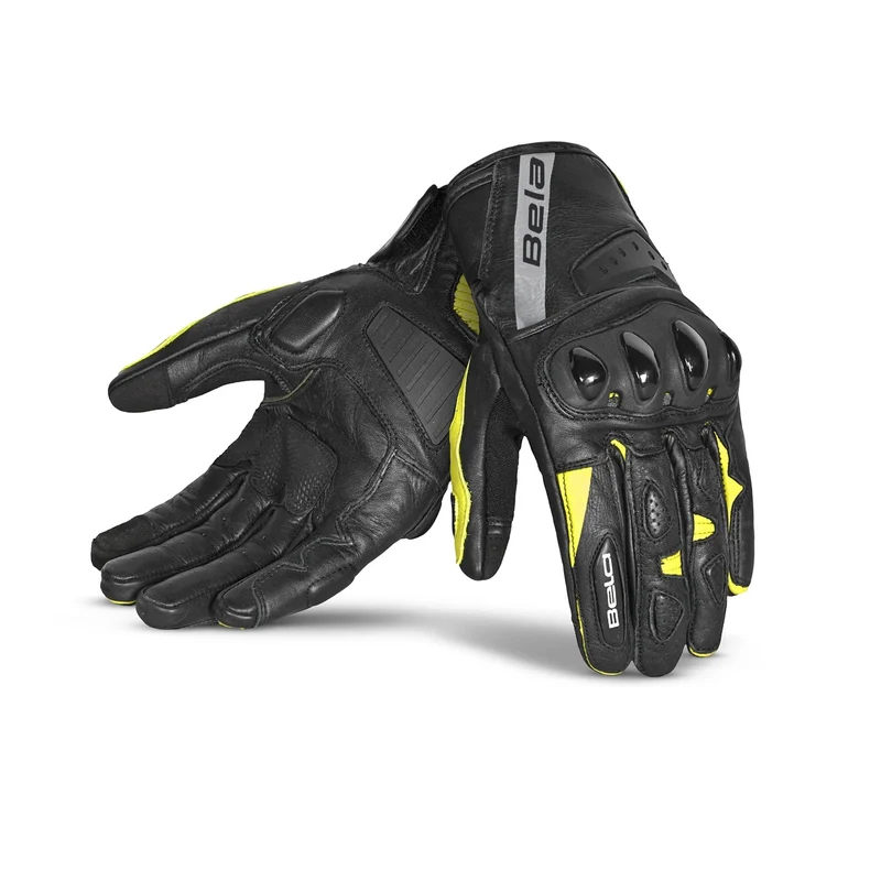 BELA BLAST MAN GUANTES DE MOTO PIEL NEGRO AMARILLO FLUO