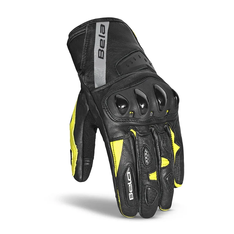 BELA BLAST MAN GUANTES DE MOTO PIEL NEGRO AMARILLO FLUO