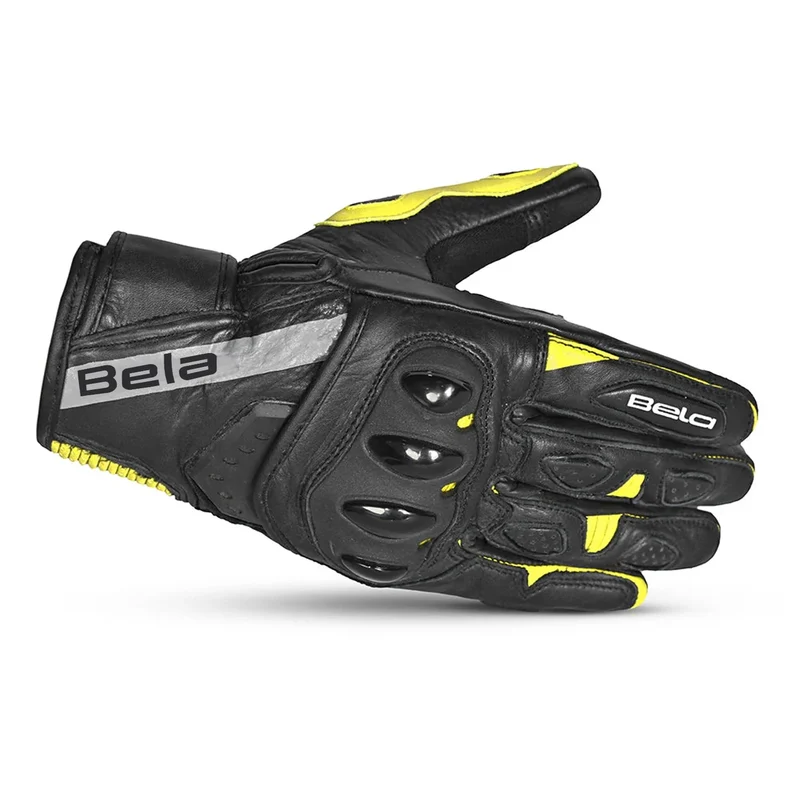 BELA BLAST MAN GUANTES DE MOTO PIEL NEGRO AMARILLO FLUO