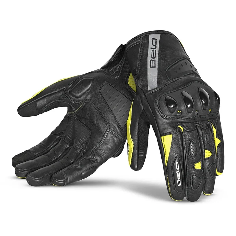 BELA BLAST MAN GUANTES DE MOTO PIEL NEGRO AMARILLO FLUO
