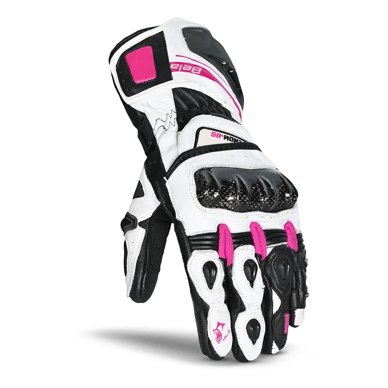 BELA VENOM RS RACING LADY GUANTES DE MOTO PIEL BLANCO NEGRO ROSA