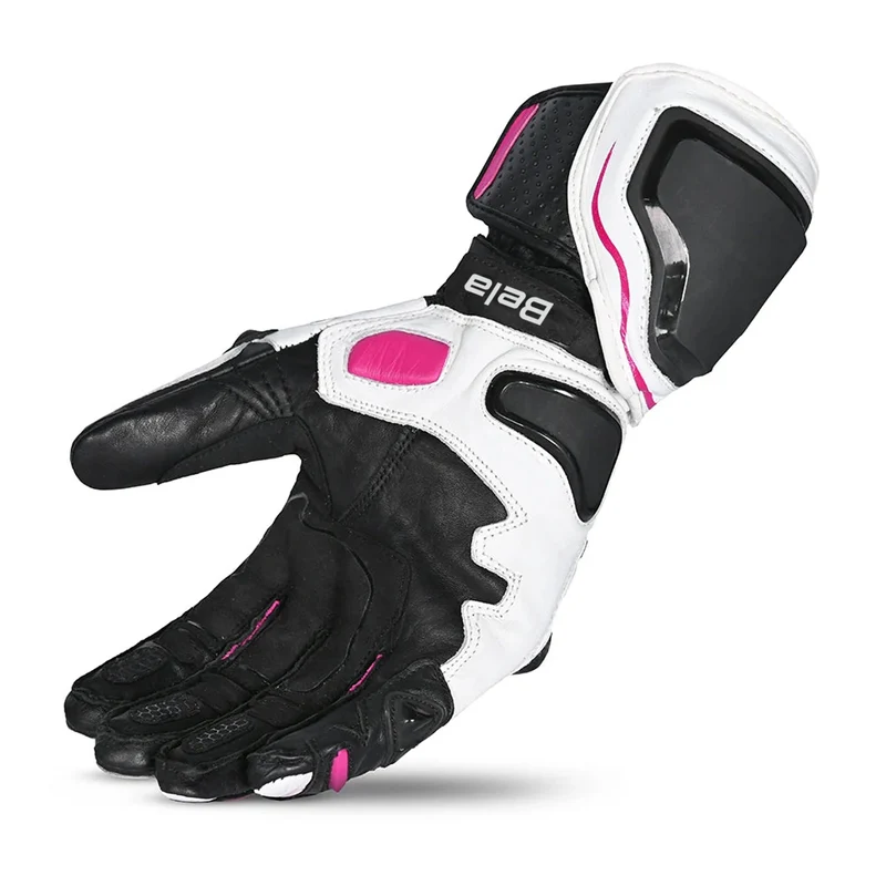 BELA VENOM RS RACING LADY GUANTES DE MOTO PIEL BLANCO NEGRO ROSA