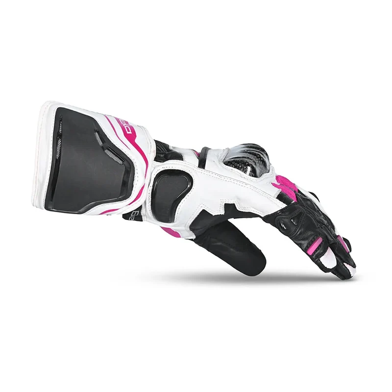 BELA VENOM RS RACING LADY GUANTES DE MOTO PIEL BLANCO NEGRO ROSA