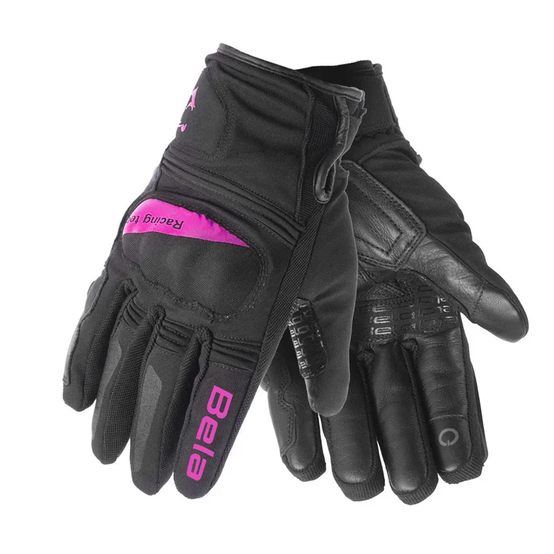 BELA BOOM WINTER WP GUANTES DE MOTO TEXTIL MUJER NEGRO ROSA