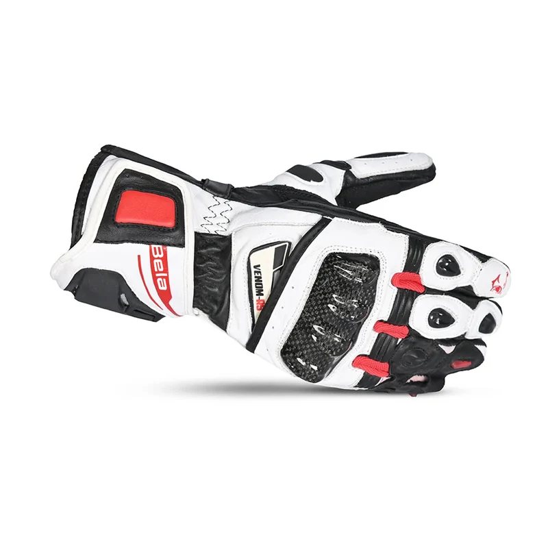 BELA VENOM RS RACING MAN GUANTES DE MOTO PIEL BLANCO NEGRO ROJO