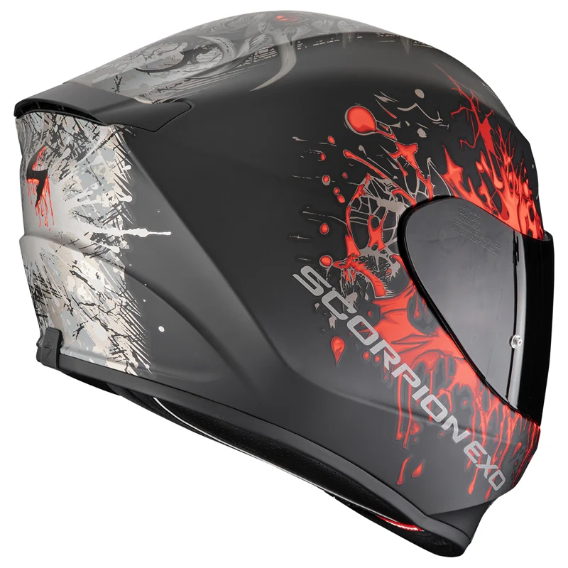 SCORPION CASCOS EXO-391 WOLF NEGRO MATE PLATA ROJO