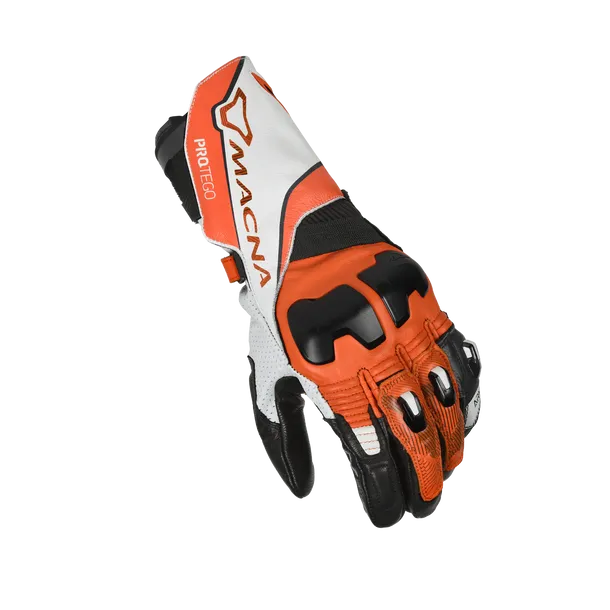 MACNA PROTEGO Hombre Moto Cuero Guantes Blanco Naranja Negro