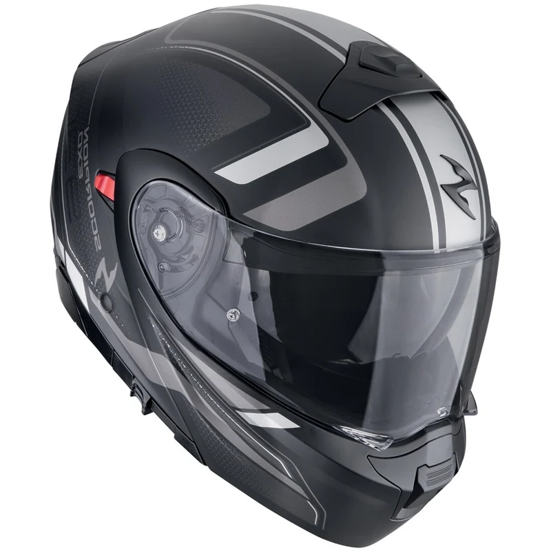 SCORPION EXO-930 EVO ARDENS CASCO MODULAR NEGRO MATE PLATA