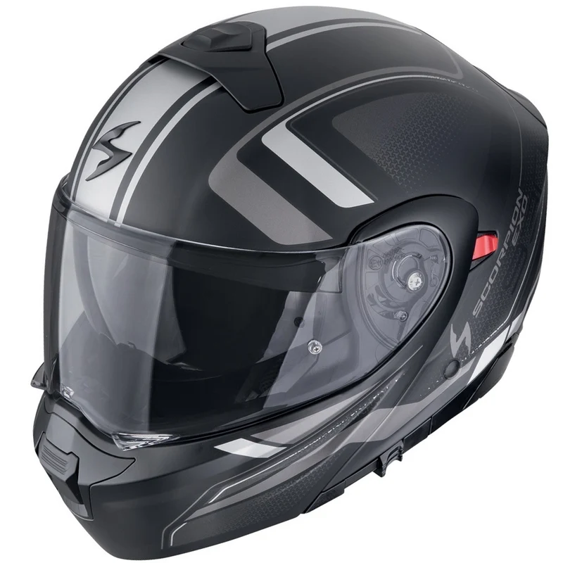 SCORPION EXO-930 EVO ARDENS CASCO MODULAR NEGRO MATE PLATA