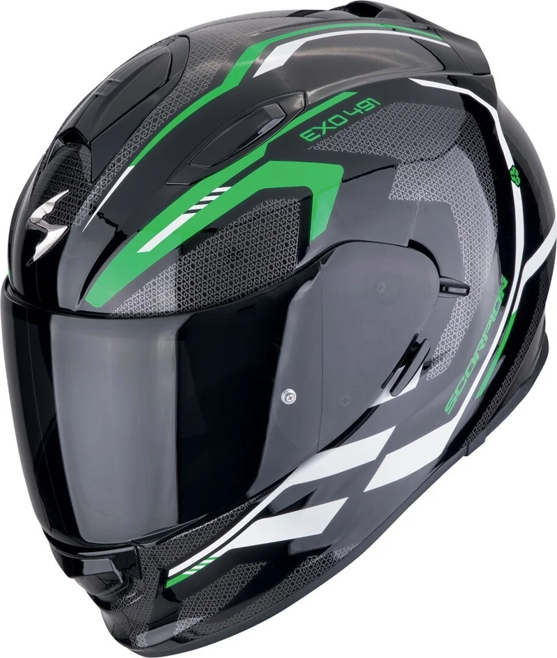 SCORPION CASCOS INTEGRALES EXO 491 KRIPTA NEGRO VERDE BLANCO
