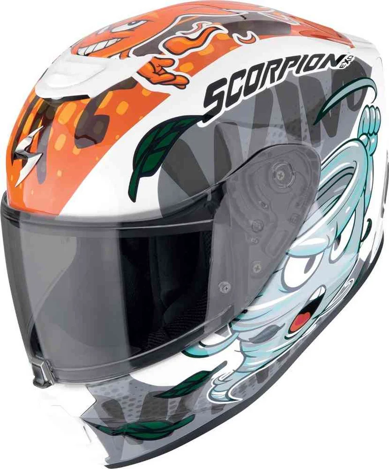 SCORPION EXO-JNR AIR THE4ELEMENTS Integral Casco Blanco-Azul-Naranja