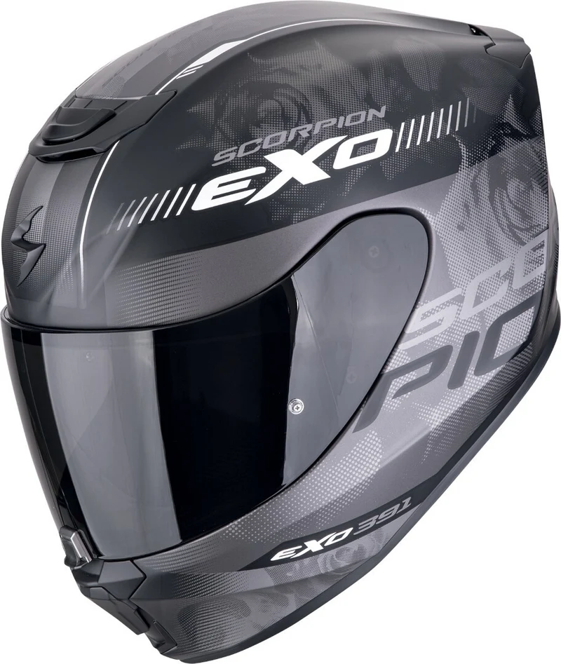 SCORPION CASCOS INTEGRALES EXO-391 AVA NEGRO MATE PLATA