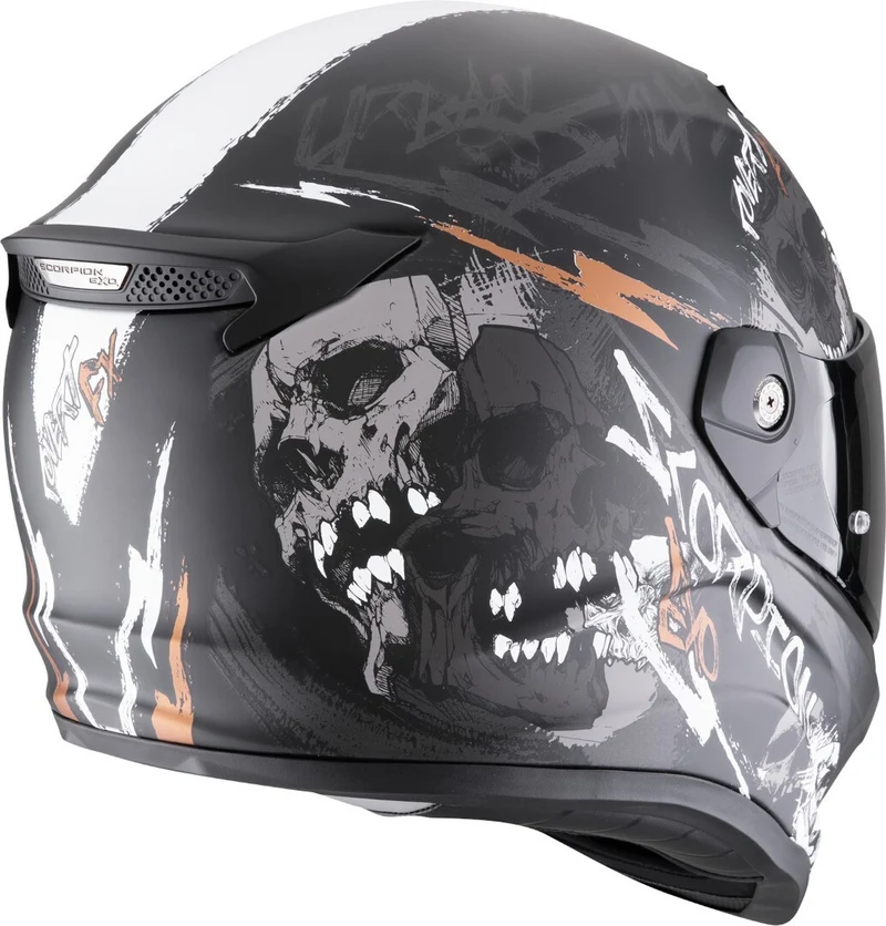 SCORPION CASCOS INTEGRALES COVERT FX SKULLZ NEGRO MATE GRIS ORO