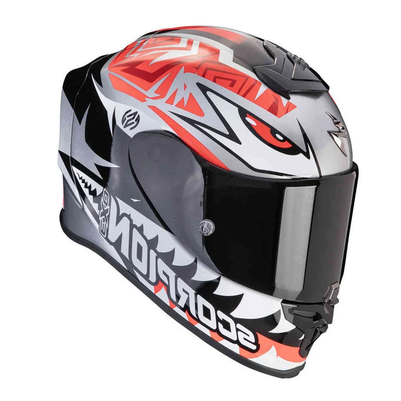 SCORPION EXO-R1 EVO AIR Zaccone Replica Integral Casco Plata-Negro-Rojo