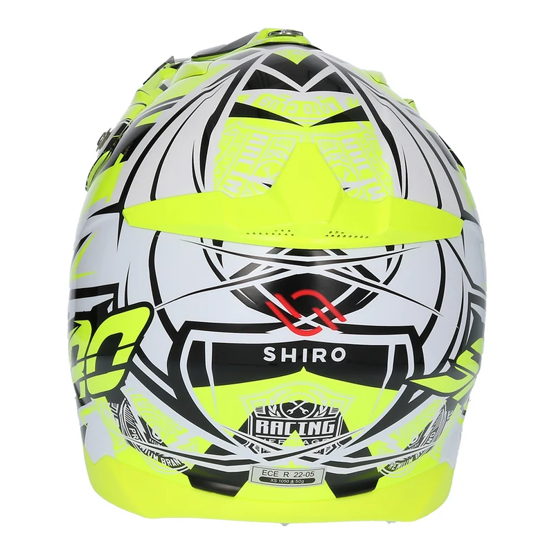SHIRO MX-917 THUNDER 3 Casco de moto De Motocross Amarillo Flúor