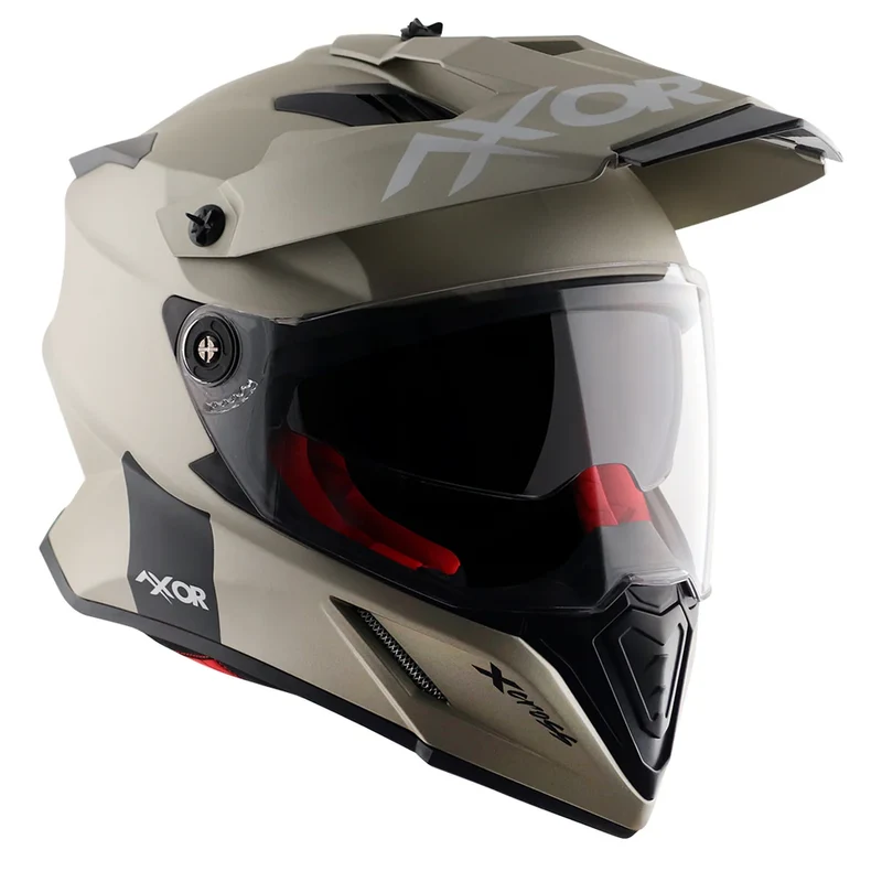 AXOR X-CROSS CASCO DOBLE VISERA DEPORTIVO DUAL MOTOCICLETA ARENA MATE