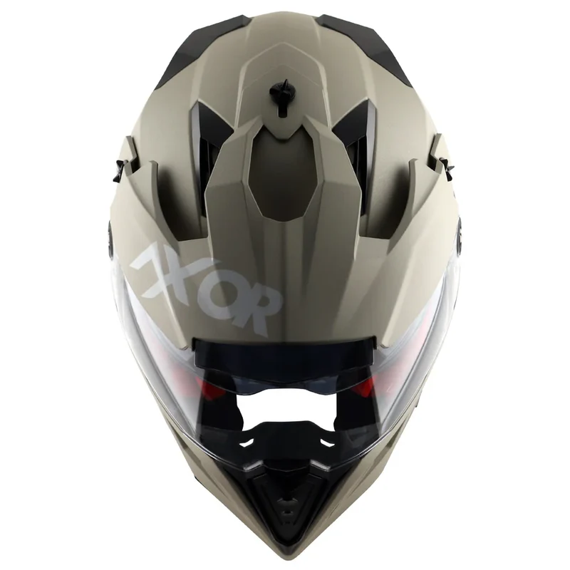 AXOR X-CROSS CASCO DOBLE VISERA DEPORTIVO DUAL MOTOCICLETA ARENA MATE