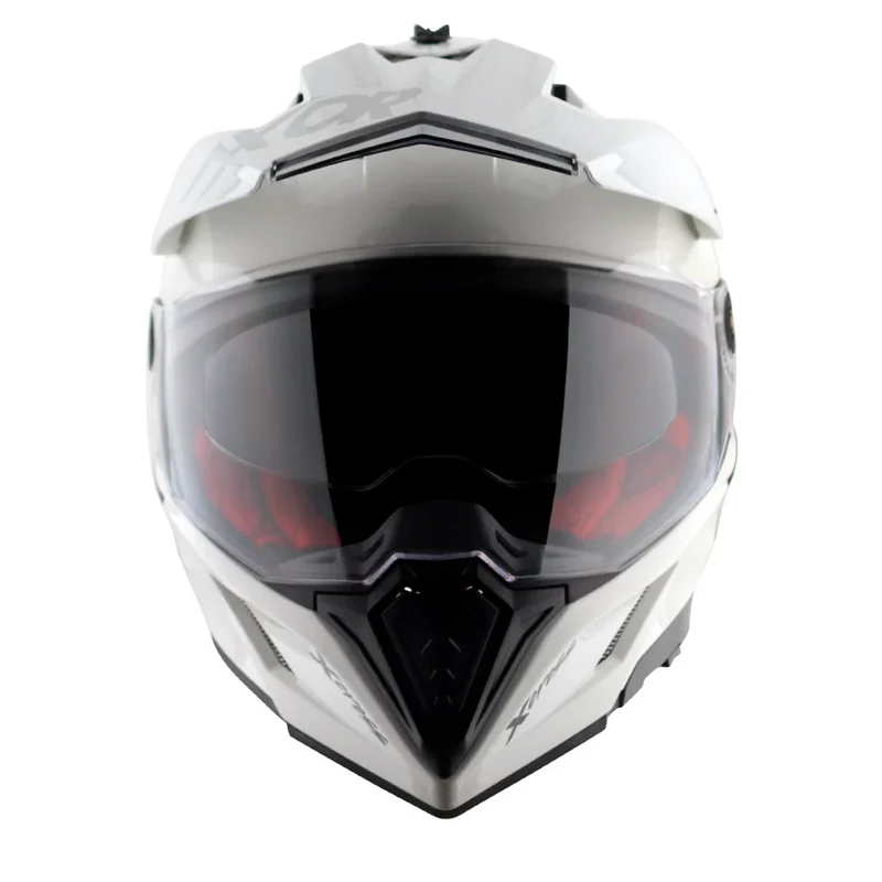 AXOR X-CROSS CASCO DOBLE VISERA DEPORTIVO DUAL MOTOCICLETA BLANCO PERLA