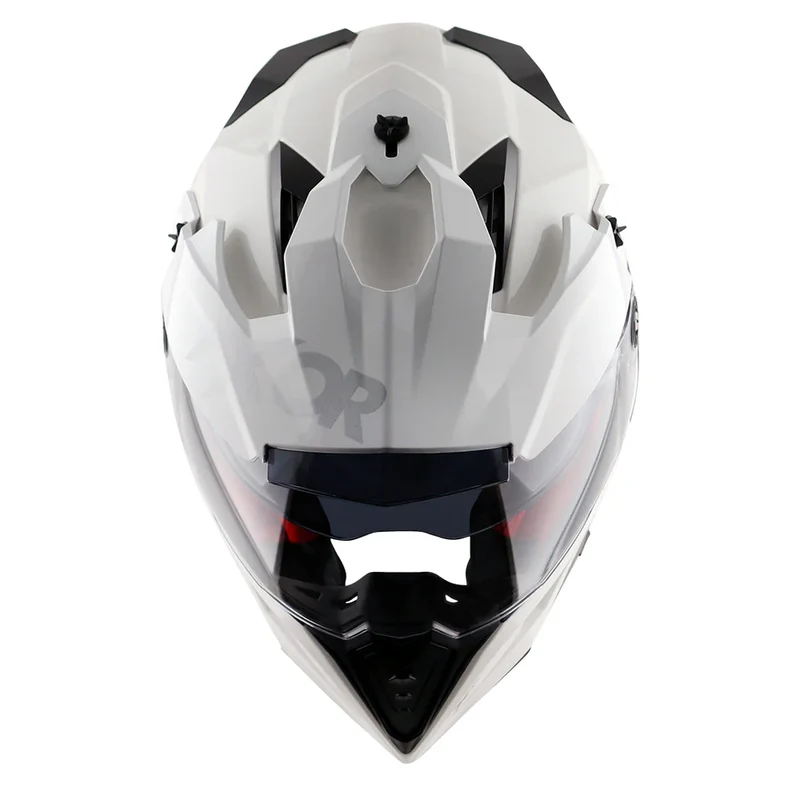 AXOR X-CROSS CASCO DOBLE VISERA DEPORTIVO DUAL MOTOCICLETA BLANCO PERLA