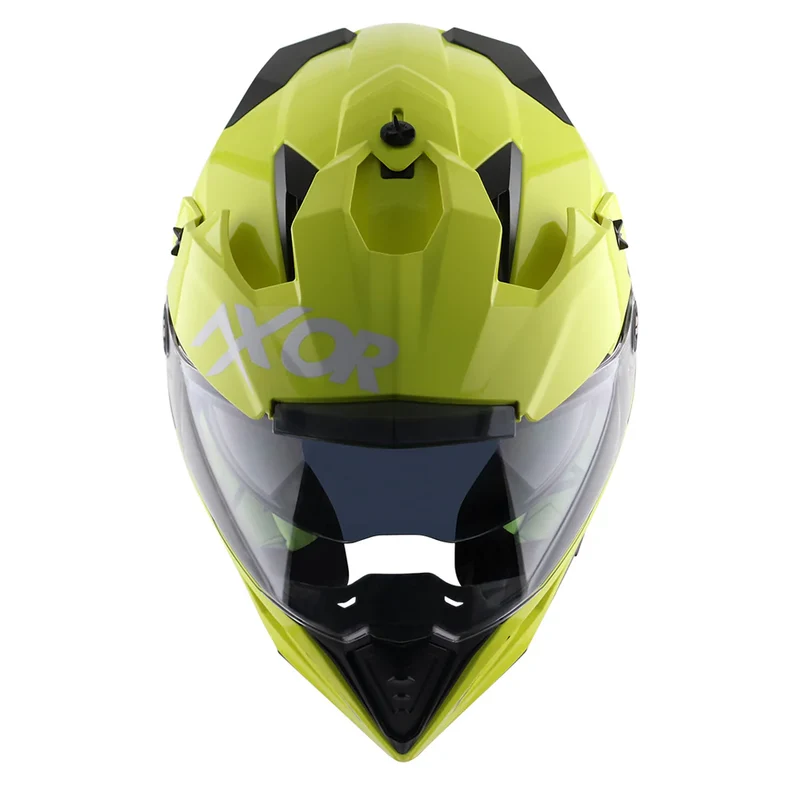 AXOR X-CROSS CASCO DOBLE VISERA DEPORTIVO DUAL MOTOCICLETA AMARILLO FLUOR