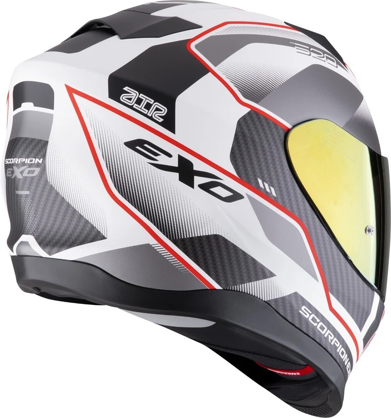 SCORPION EXO-520 EVO AIR LENA Integral Casco Blanco Mate-Plata-Rojo